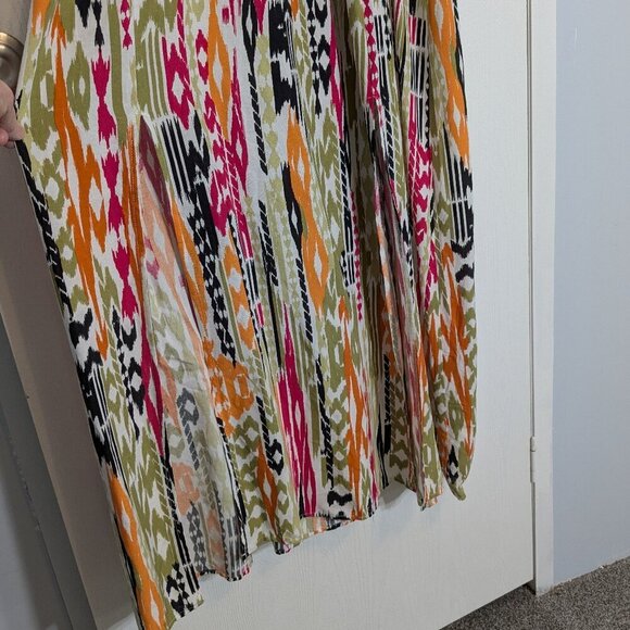NEW LOOK Pink/Green V-Neck Sleeveless Maxi Tank Dress; Side Slits; Size 2X - Picture 3 of 4